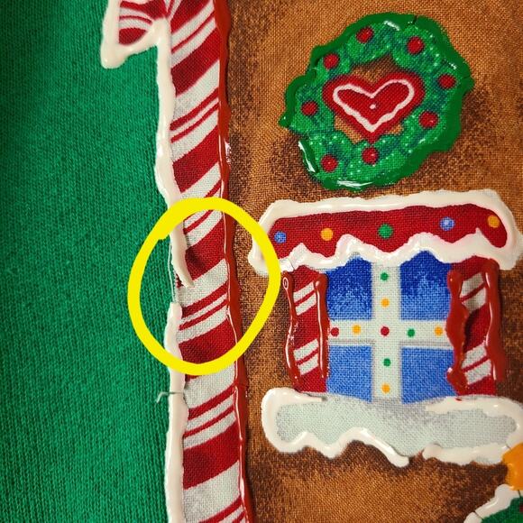 Vintage Christmas Ugly  Sweater Cozy Gingerbread House Granny Core Handmade L - Picture 9 of 10